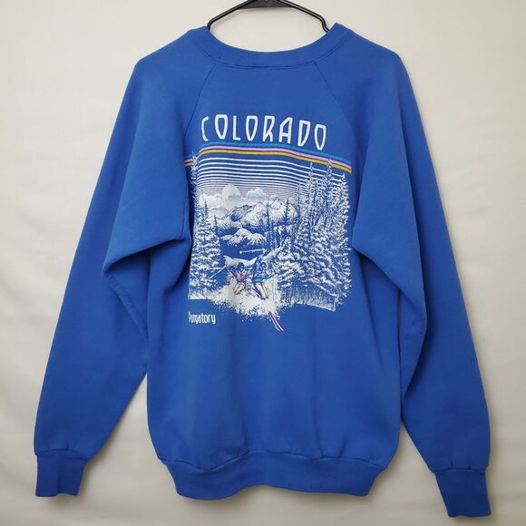Fruit Of The Loom Blue Colorado Purgatory Double Sided Graphic Sweatshirt XL VTG - Picture 3 of 10